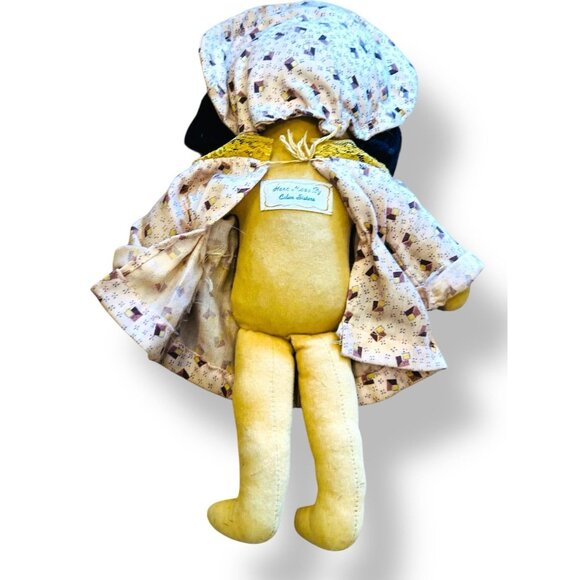 Vintage Handmade Rag Doll by Colon Sisters Yellow Dress Blue Yarn Hair 12 in - Picture 9 of 11